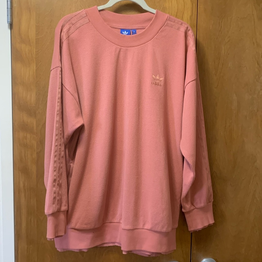 ADIDAS PINK WAFFLE  KNIT SWEATSHIRT SZ L